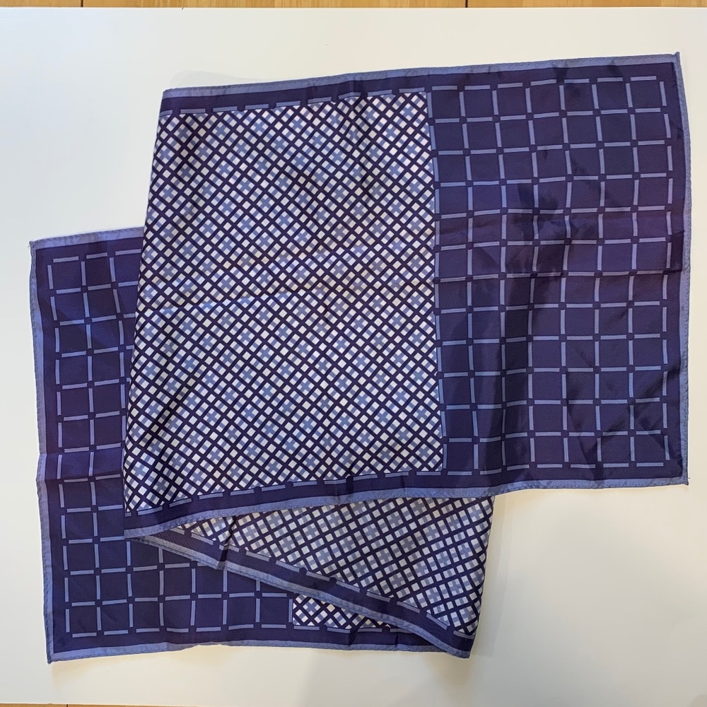 VTG Rectangular Fashion Scarf Blue-Purple White Acetate Retro Accessories - Picture 3 of 4
